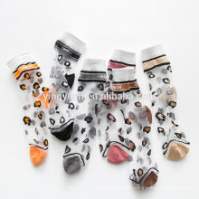 Hot Sale Wholesale Cozy Ladies Leopard Sheer Crew Socks Women Summer Transparent Silk Socks